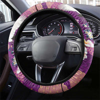 Hawaiian and Japanese Culture Together Steering Wheel Cover Purple Ohia Lehua Plumeria and Sakura Blooming LT03 - Polynesian Pride