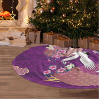 Hawaiian and Japanese Culture Together Tree Skirt Purple Ohia Lehua Plumeria and Sakura Blooming LT03 - Polynesian Pride