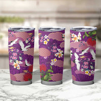 Hawaiian and Japanese Culture Together Tumbler Cup Purple Ohia Lehua Plumeria and Sakura Blooming LT03 - Polynesian Pride