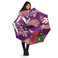 Hawaiian and Japanese Culture Together Umbrella Purple Ohia Lehua Plumeria and Sakura Blooming LT03 - Polynesian Pride