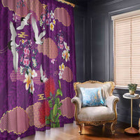 Hawaiian and Japanese Culture Together Window Curtain Purple Ohia Lehua Plumeria and Sakura Blooming LT03 - Polynesian Pride
