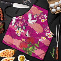 Hawaiian and Japanese Culture Together Apron Pink Ohia Lehua Plumeria and Sakura Blooming LT03 Pink - Polynesian Pride