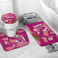 Hawaiian and Japanese Culture Together Bathroom Set Pink Ohia Lehua Plumeria and Sakura Blooming LT03 Mat Set Only (3 pcs) One Size Pink - Polynesian Pride