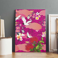 Hawaiian and Japanese Culture Together Canvas Wall Art Pink Ohia Lehua Plumeria and Sakura Blooming LT03 - Polynesian Pride