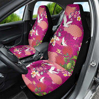 Hawaiian and Japanese Culture Together Car Seat Cover Pink Ohia Lehua Plumeria and Sakura Blooming LT03 - Polynesian Pride