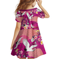 Hawaiian and Japanese Culture Together Family Matching Off Shoulder Maxi Dress and Hawaiian Shirt Pink Ohia Lehua Plumeria and Sakura Blooming LT03 - Polynesian Pride