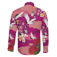 Hawaiian and Japanese Culture Together Family Matching Tank Maxi Dress and Hawaiian Shirt Pink Ohia Lehua Plumeria and Sakura Blooming LT03 - Polynesian Pride
