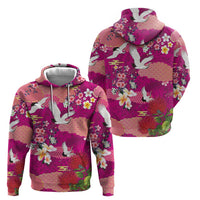 Hawaiian and Japanese Culture Together Hoodie Pink Ohia Lehua Plumeria and Sakura Blooming LT03 - Polynesian Pride