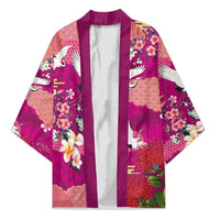 Hawaiian and Japanese Culture Together Kimono Pink Ohia Lehua Plumeria and Sakura Blooming LT03 Unisex Pink - Polynesian Pride