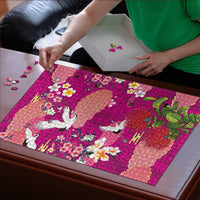 Hawaiian and Japanese Culture Together Puzzle Pink Ohia Lehua Plumeria and Sakura Blooming LT03 - Polynesian Pride