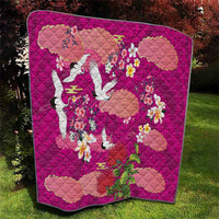 Hawaiian and Japanese Culture Together Quilt Pink Ohia Lehua Plumeria and Sakura Blooming LT03 - Polynesian Pride