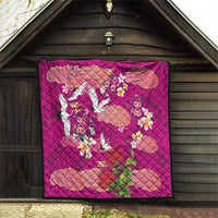 Hawaiian and Japanese Culture Together Quilt Pink Ohia Lehua Plumeria and Sakura Blooming LT03 - Polynesian Pride