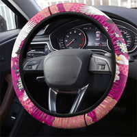 Hawaiian and Japanese Culture Together Steering Wheel Cover Pink Ohia Lehua Plumeria and Sakura Blooming LT03 - Polynesian Pride