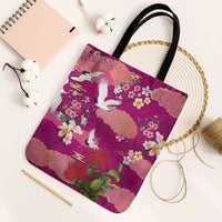 Hawaiian and Japanese Culture Together Tote Bag Pink Ohia Lehua Plumeria and Sakura Blooming LT03 Black Strap One Size Pink - Polynesian Pride