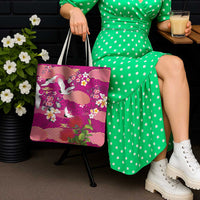 Hawaiian and Japanese Culture Together Tote Bag Pink Ohia Lehua Plumeria and Sakura Blooming LT03 - Polynesian Pride