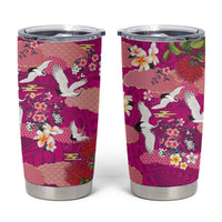 Hawaiian and Japanese Culture Together Tumbler Cup Pink Ohia Lehua Plumeria and Sakura Blooming LT03 Pink - Polynesian Pride