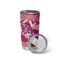 Hawaiian and Japanese Culture Together Tumbler Cup Pink Ohia Lehua Plumeria and Sakura Blooming LT03 - Polynesian Pride