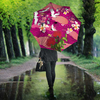 Hawaiian and Japanese Culture Together Umbrella Pink Ohia Lehua Plumeria and Sakura Blooming LT03 - Polynesian Pride