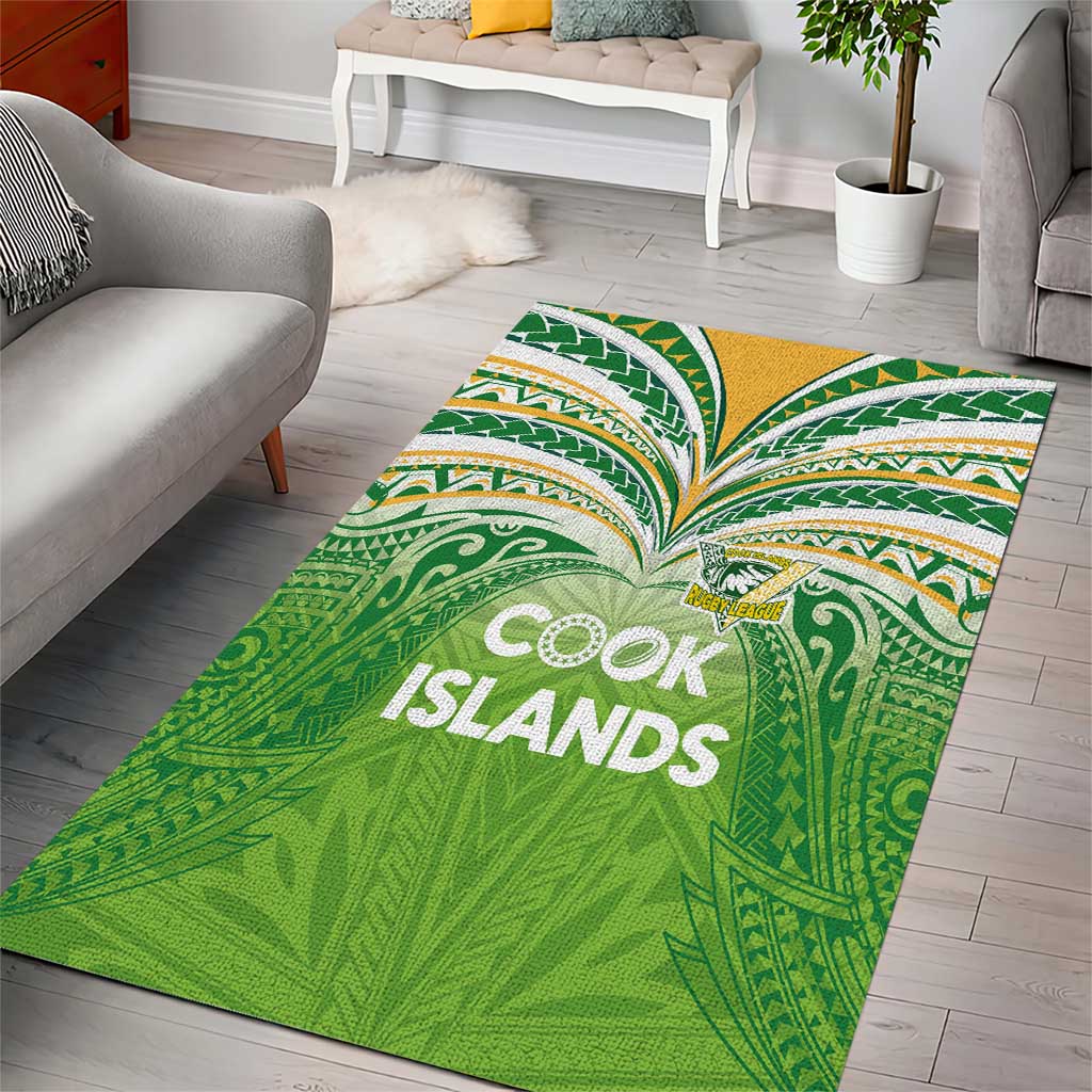Cook Islands Rugby League Area Rug Tatau Tribal Motifs-Light Green Color LT03 - Polynesian Pride