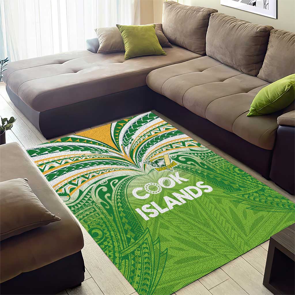 Cook Islands Rugby League Area Rug Tatau Tribal Motifs-Light Green Color LT03 - Polynesian Pride