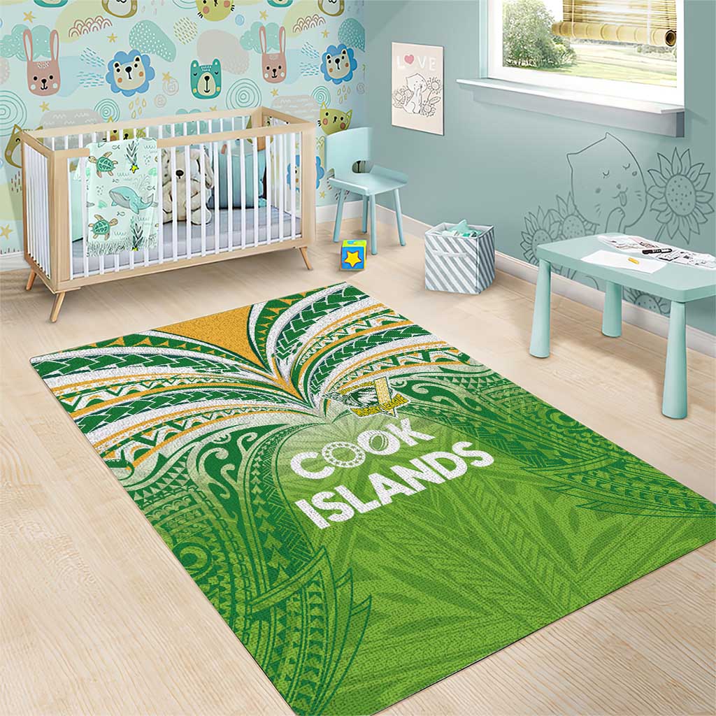 Cook Islands Rugby League Area Rug Tatau Tribal Motifs-Light Green Color LT03 - Polynesian Pride