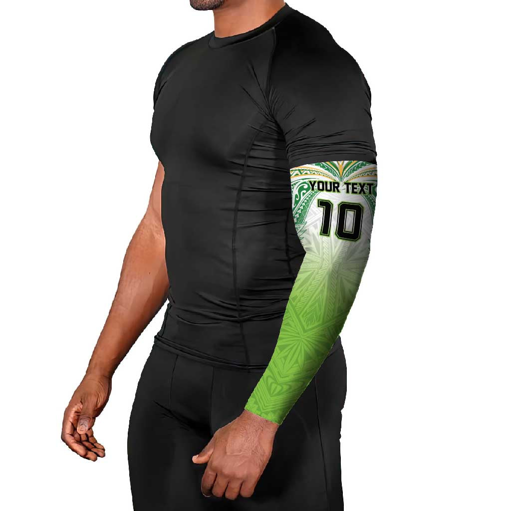 Custom Cook Islands Rugby League Arm Sleeves Tatau Tribal Motifs-Light Green Color LT03 - Polynesian Pride