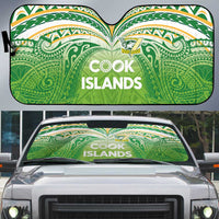 Cook Islands Rugby League Auto Sun Shade Tatau Tribal Motifs-Light Green Color LT03 Green - Polynesian Pride