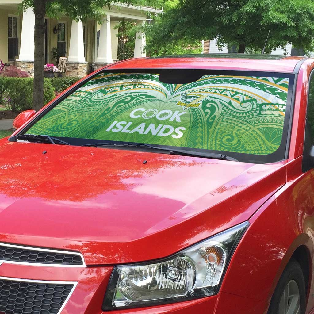 Cook Islands Rugby League Auto Sun Shade Tatau Tribal Motifs-Light Green Color LT03 - Polynesian Pride