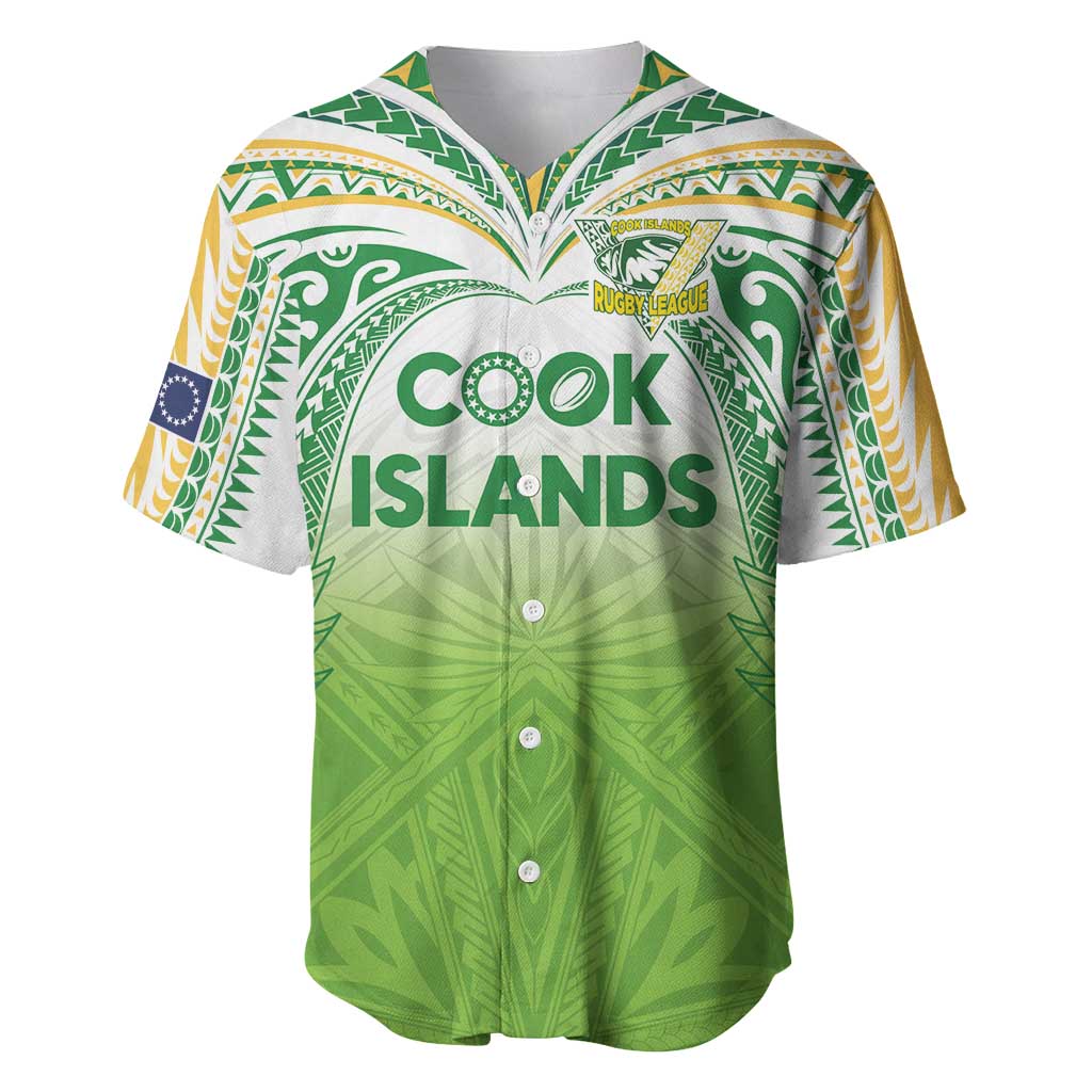 Custom Cook Islands Rugby League Baseball Jersey Tatau Tribal Motifs-Light Green Color LT03 Green - Polynesian Pride