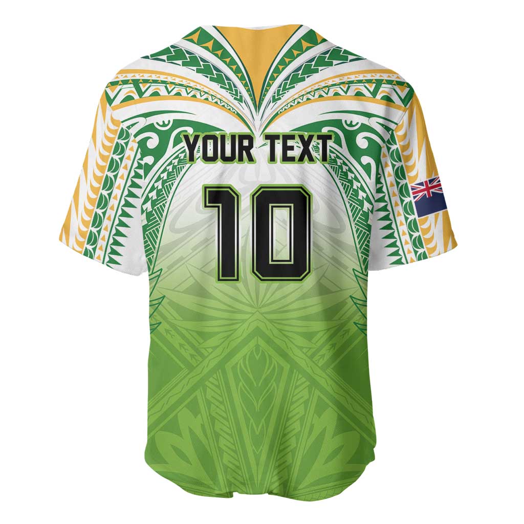 Custom Cook Islands Rugby League Baseball Jersey Tatau Tribal Motifs-Light Green Color LT03 - Polynesian Pride