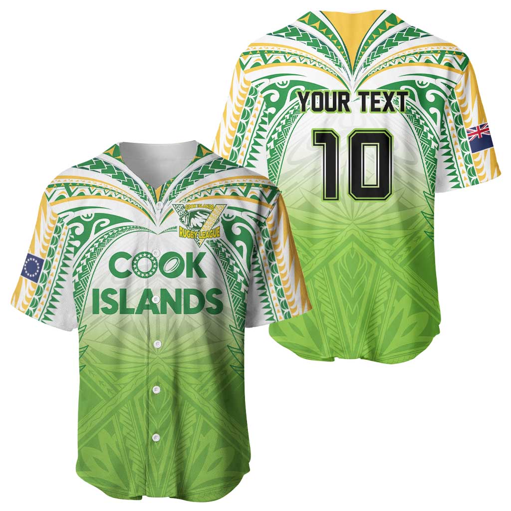 Custom Cook Islands Rugby League Baseball Jersey Tatau Tribal Motifs-Light Green Color LT03 - Polynesian Pride