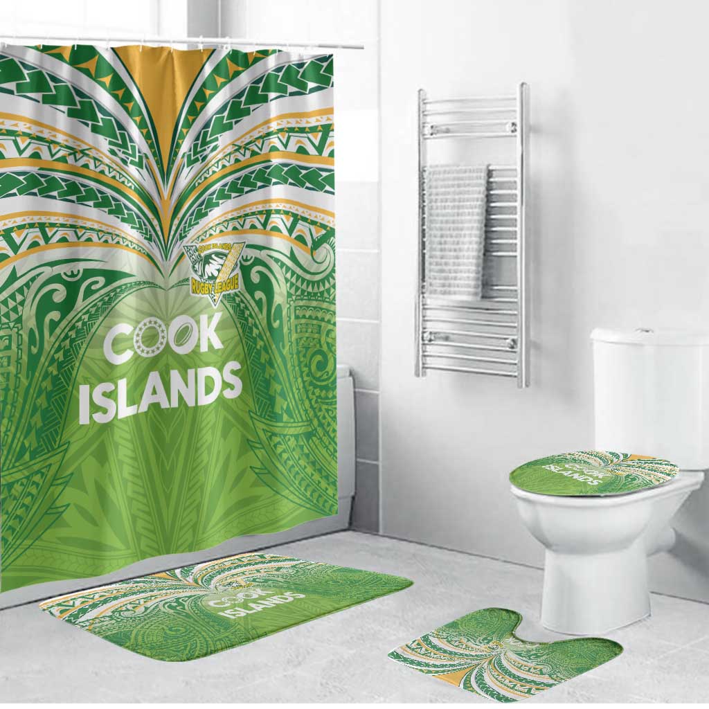 Cook Islands Rugby League Bathroom Set Tatau Tribal Motifs-Light Green Color LT03 Bathroom Set (4 pcs) Green - Polynesian Pride