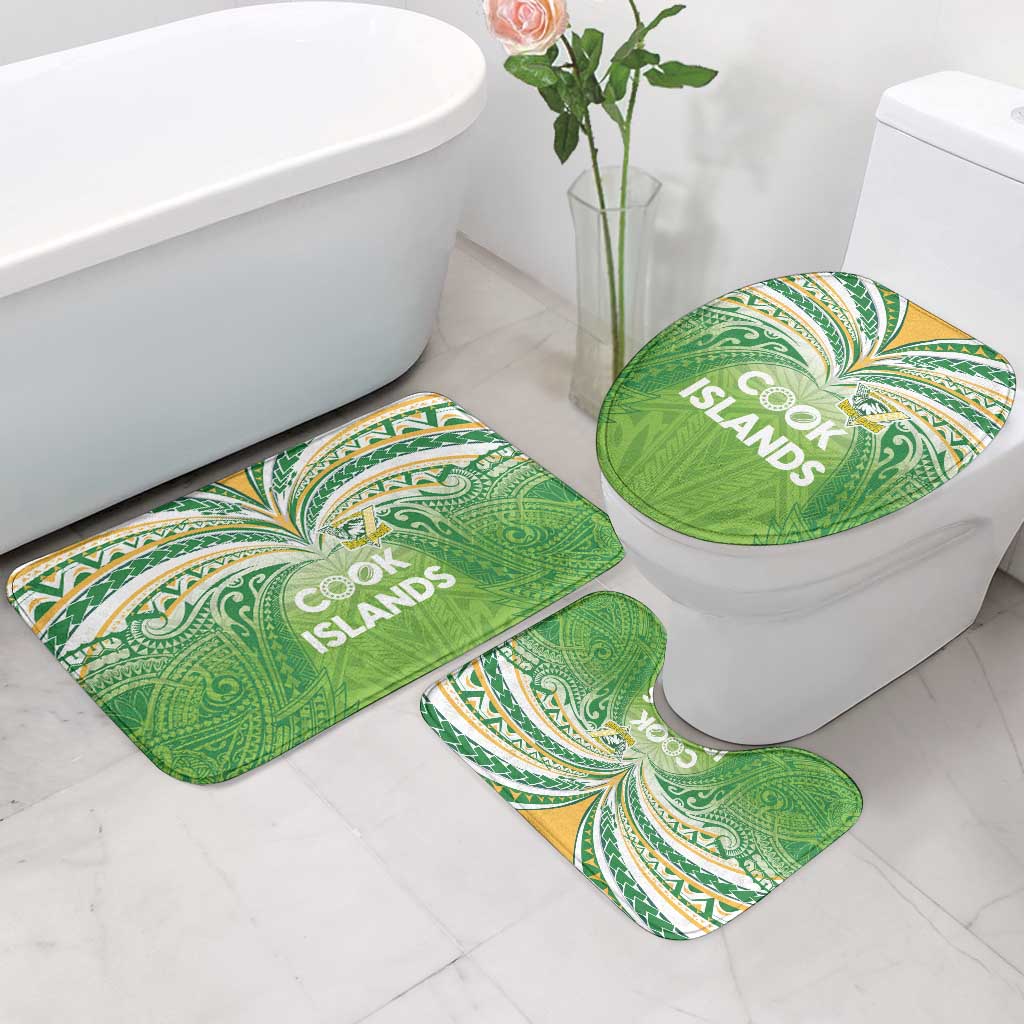 Cook Islands Rugby League Bathroom Set Tatau Tribal Motifs-Light Green Color LT03 - Polynesian Pride