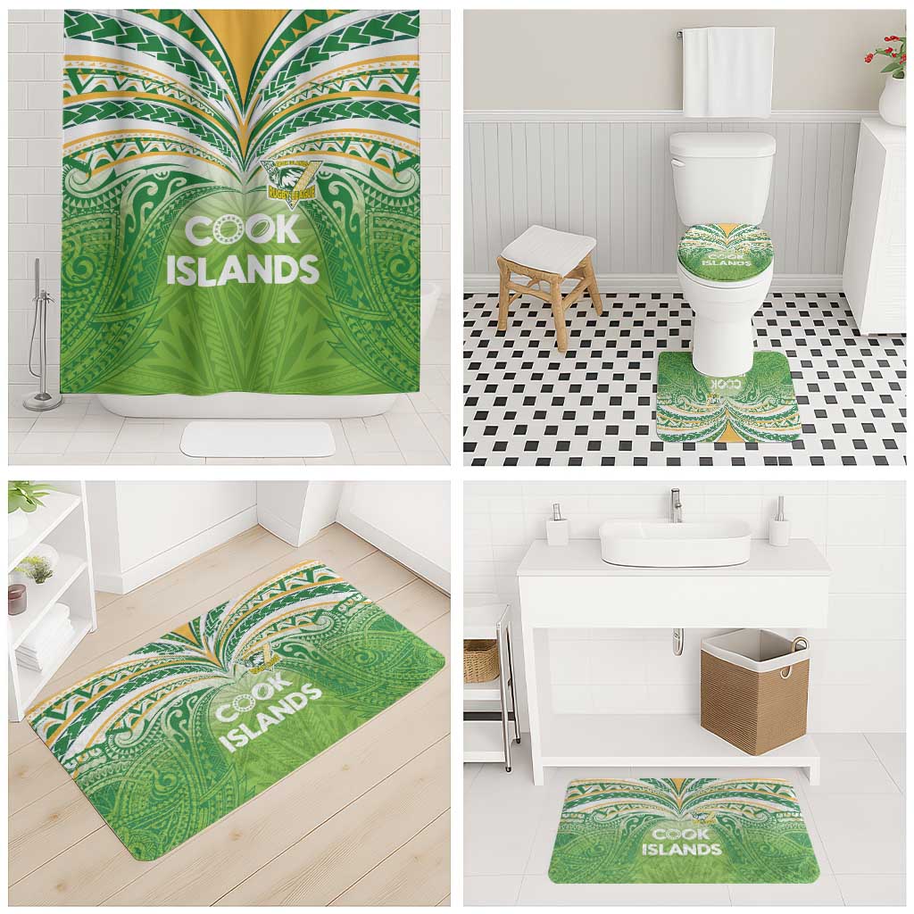 Cook Islands Rugby League Bathroom Set Tatau Tribal Motifs-Light Green Color LT03 - Polynesian Pride
