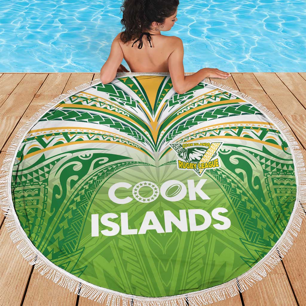 Cook Islands Rugby League Beach Blanket Tatau Tribal Motifs-Light Green Color LT03 - Polynesian Pride