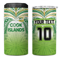 Custom Cook Islands Rugby League 4 in 1 Can Cooler Tumbler Tatau Tribal Motifs-Light Green Color LT03 One Size: 16 oz Green - Polynesian Pride