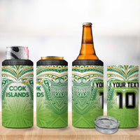 Custom Cook Islands Rugby League 4 in 1 Can Cooler Tumbler Tatau Tribal Motifs-Light Green Color LT03 - Polynesian Pride