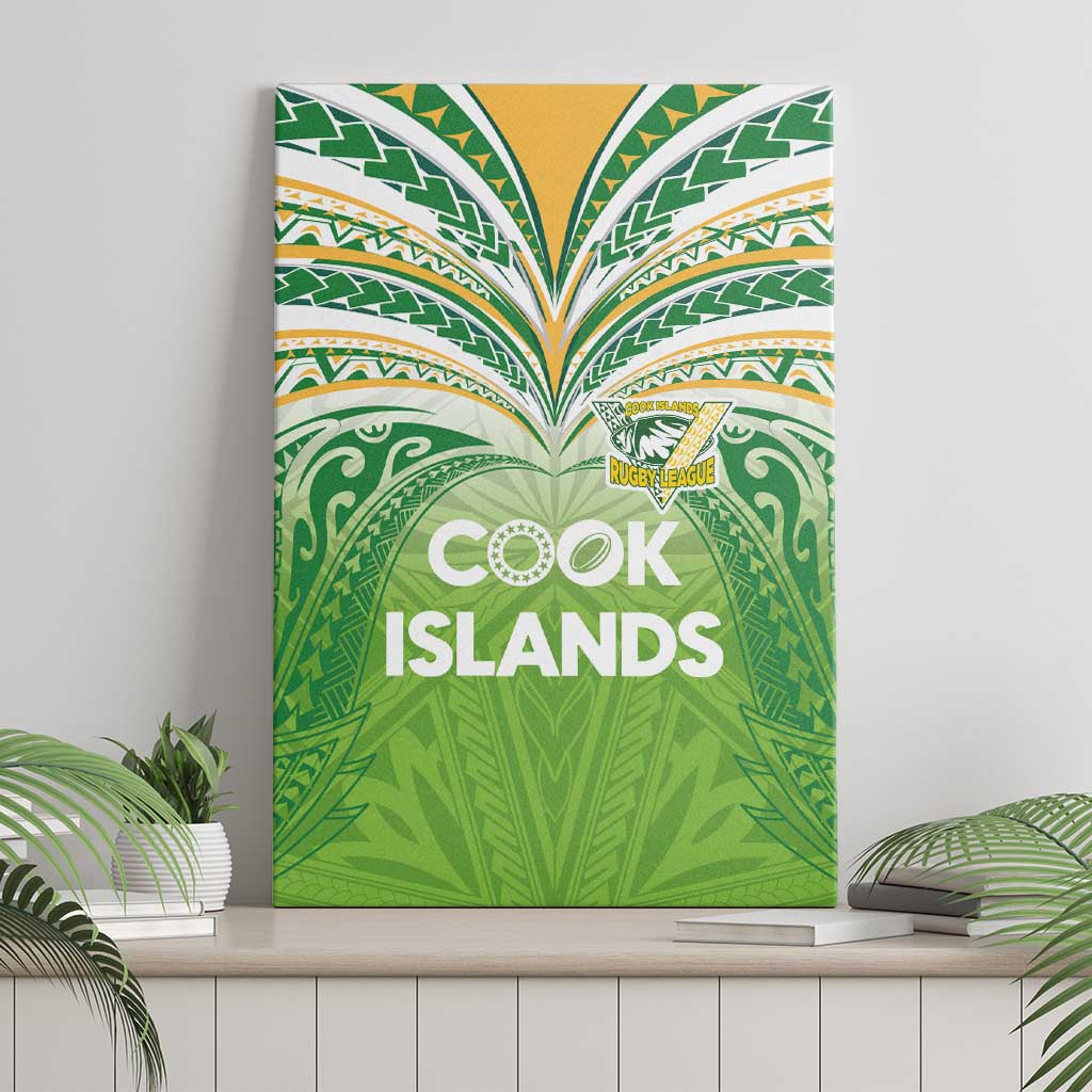Cook Islands Rugby League Canvas Wall Art Tatau Tribal Motifs-Light Green Color LT03 - Polynesian Pride