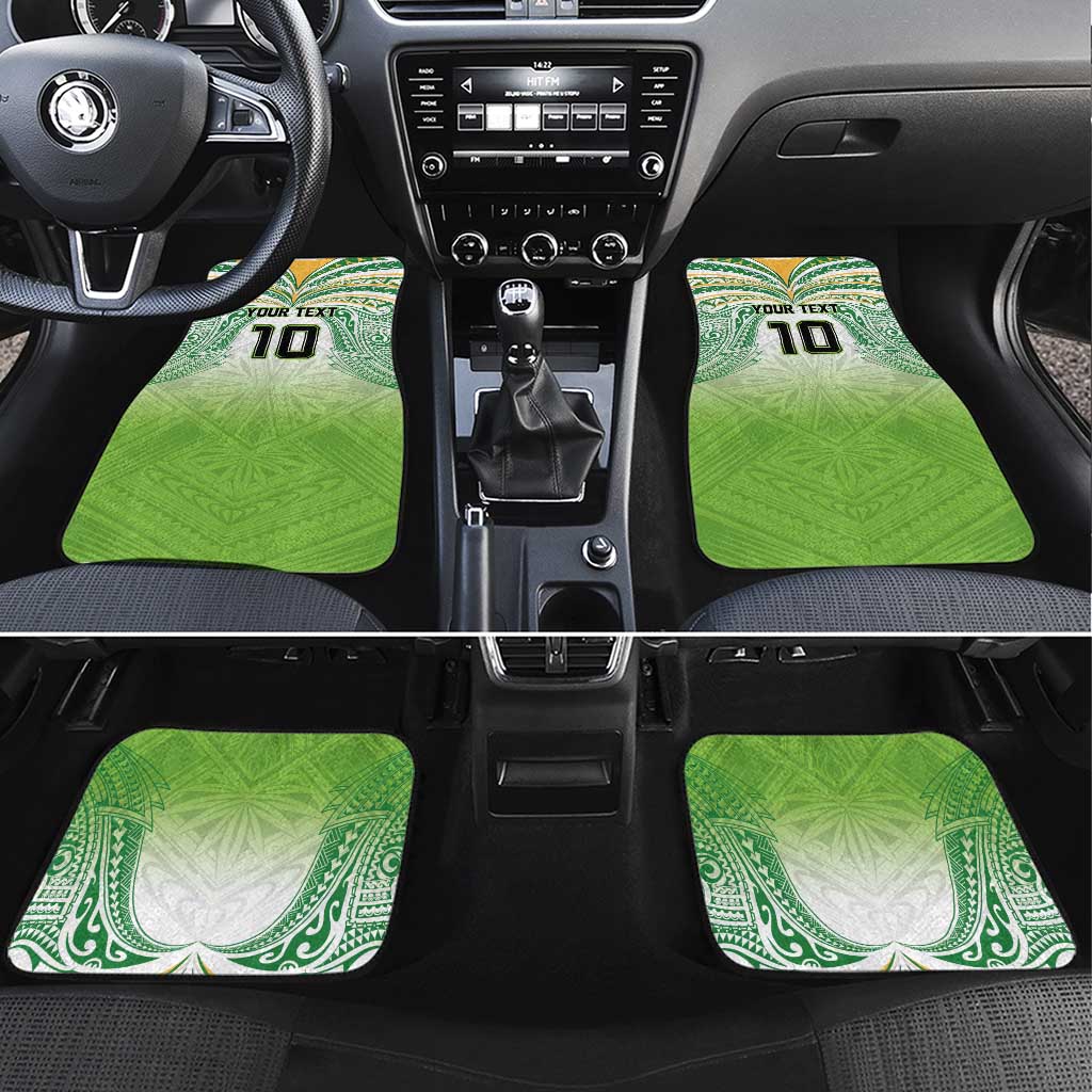 Custom Cook Islands Rugby League Car Mats Tatau Tribal Motifs-Light Green Color LT03 Set 4pcs Green - Polynesian Pride