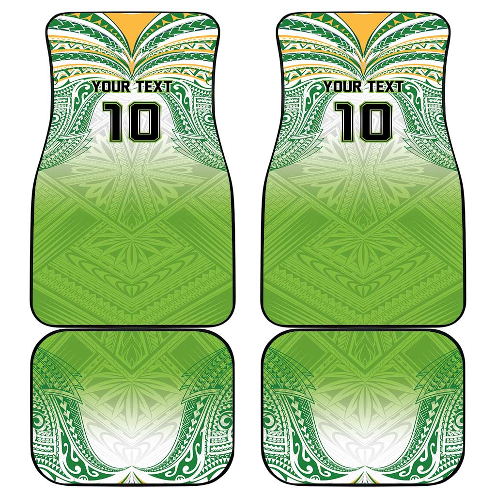 Custom Cook Islands Rugby League Car Mats Tatau Tribal Motifs-Light Green Color LT03 - Polynesian Pride