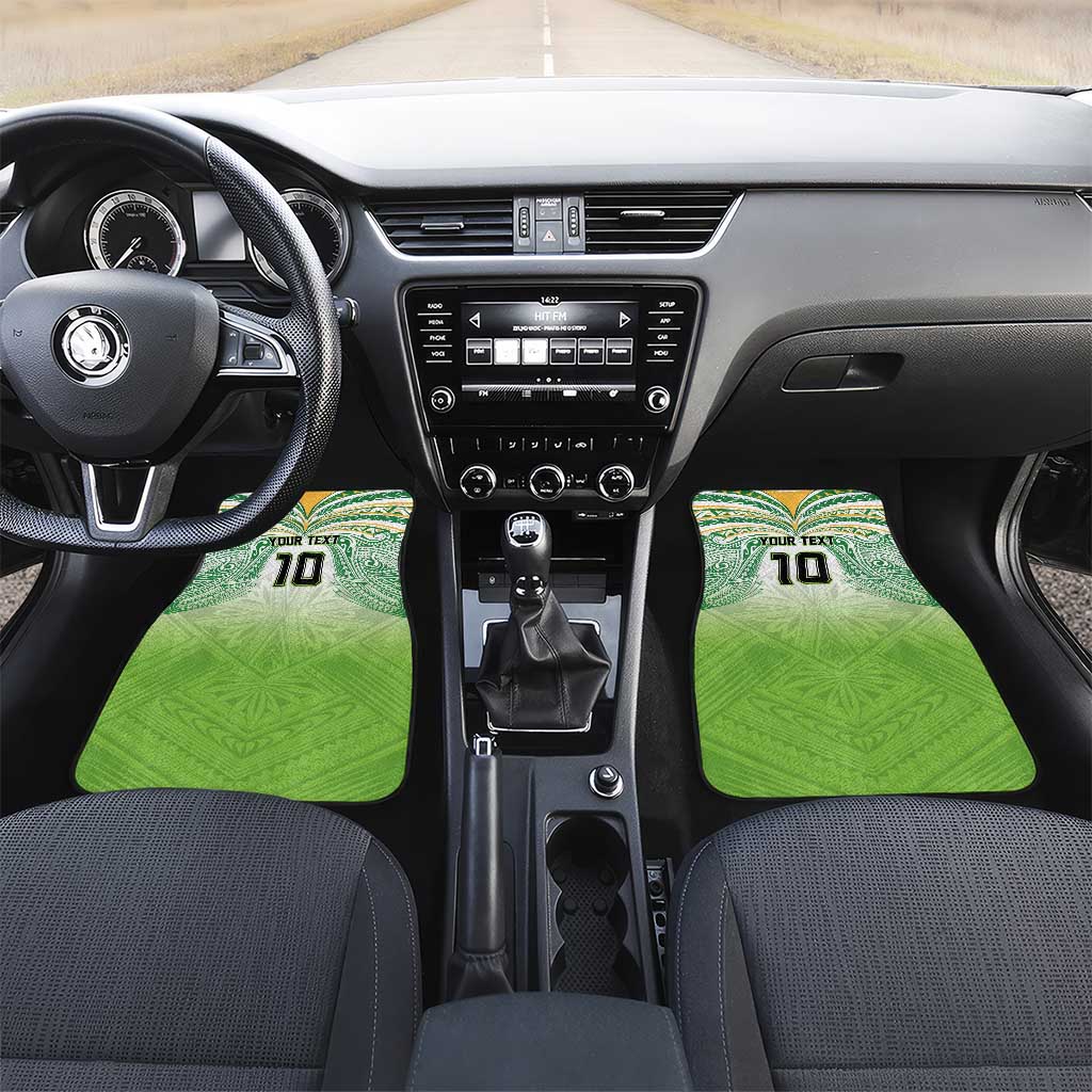 Custom Cook Islands Rugby League Car Mats Tatau Tribal Motifs-Light Green Color LT03 Set 2pcs - Front Green - Polynesian Pride