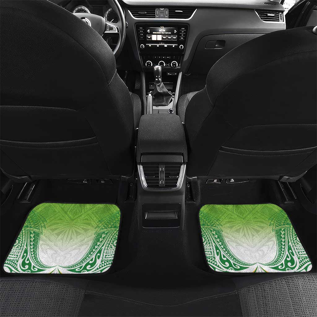 Custom Cook Islands Rugby League Car Mats Tatau Tribal Motifs-Light Green Color LT03 Set 2pcs - Back Green - Polynesian Pride