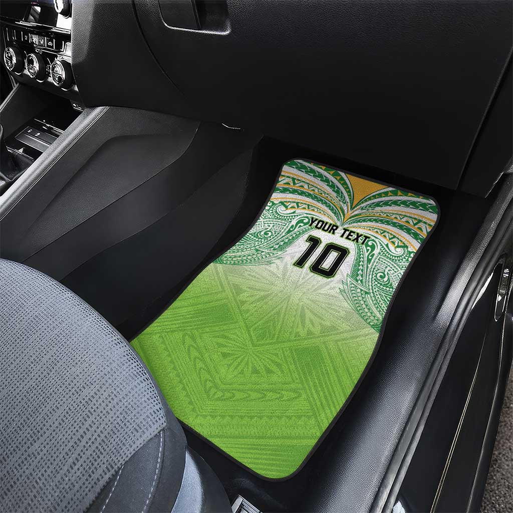 Custom Cook Islands Rugby League Car Mats Tatau Tribal Motifs-Light Green Color LT03 - Polynesian Pride