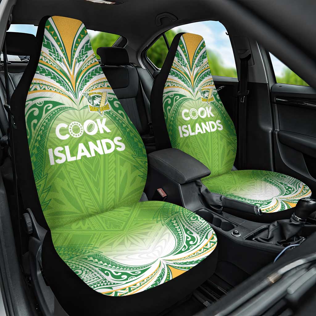Cook Islands Rugby League Car Seat Cover Tatau Tribal Motifs-Light Green Color LT03 One Size Green - Polynesian Pride