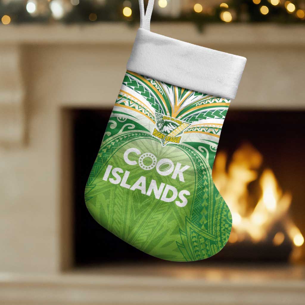 Cook Islands Rugby League Christmas Stocking Tatau Tribal Motifs-Light Green Color LT03 Set of 2 Green - Polynesian Pride