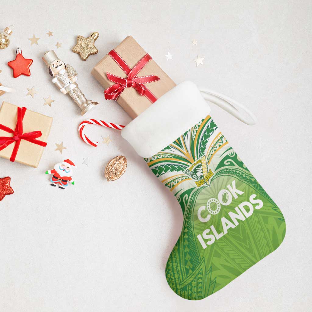 Cook Islands Rugby League Christmas Stocking Tatau Tribal Motifs-Light Green Color LT03 - Polynesian Pride