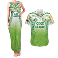 Custom Cook Islands Rugby League Couples Matching Tank Maxi Dress and Hawaiian Shirt Tatau Tribal Motifs-Light Green Color LT03 Green - Polynesian Pride