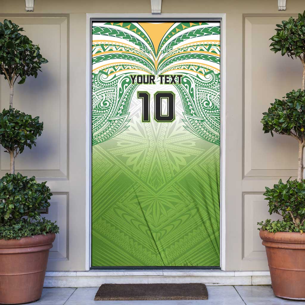 Custom Cook Islands Rugby League Door Cover Tatau Tribal Motifs-Light Green Color LT03 Green - Polynesian Pride