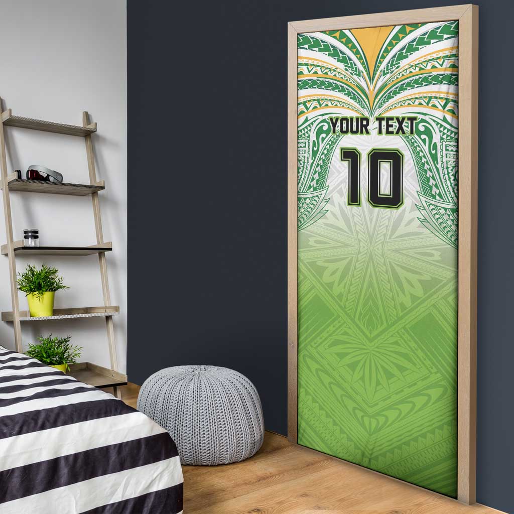 Custom Cook Islands Rugby League Door Cover Tatau Tribal Motifs-Light Green Color LT03 - Polynesian Pride