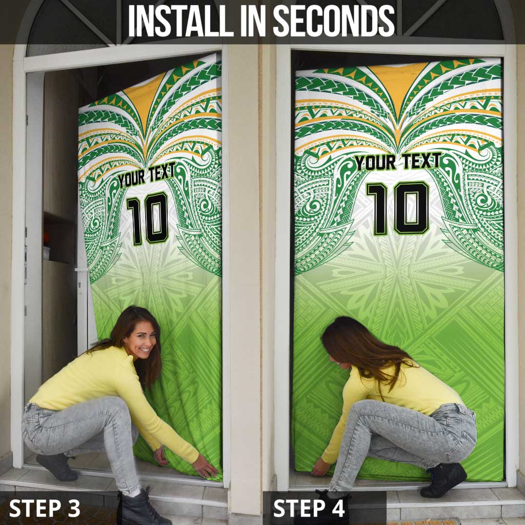 Custom Cook Islands Rugby League Door Cover Tatau Tribal Motifs-Light Green Color LT03 - Polynesian Pride